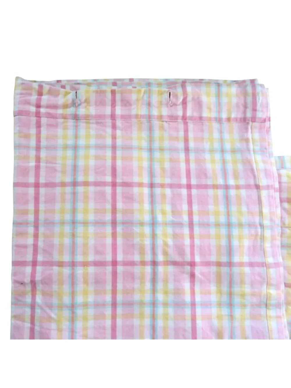 Pottery Barn Kids Pink Tate Plaid Fabric Shower Curtain 70 x 72 Cotton
